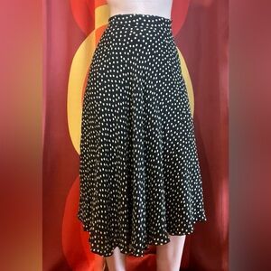 Vintage Polka Dot Black and White Midi Skirt